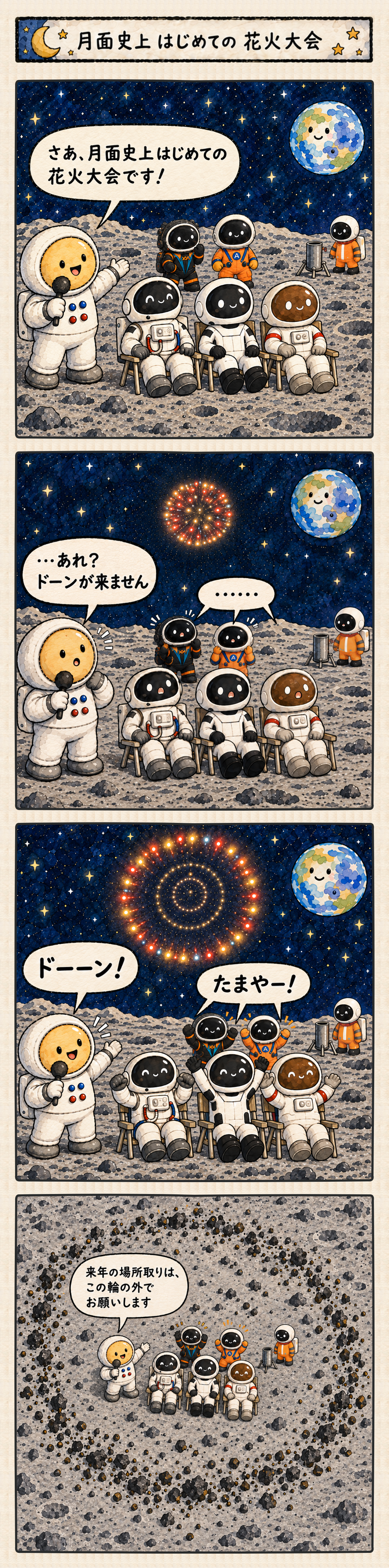 花火大会の4コマ漫画の導入