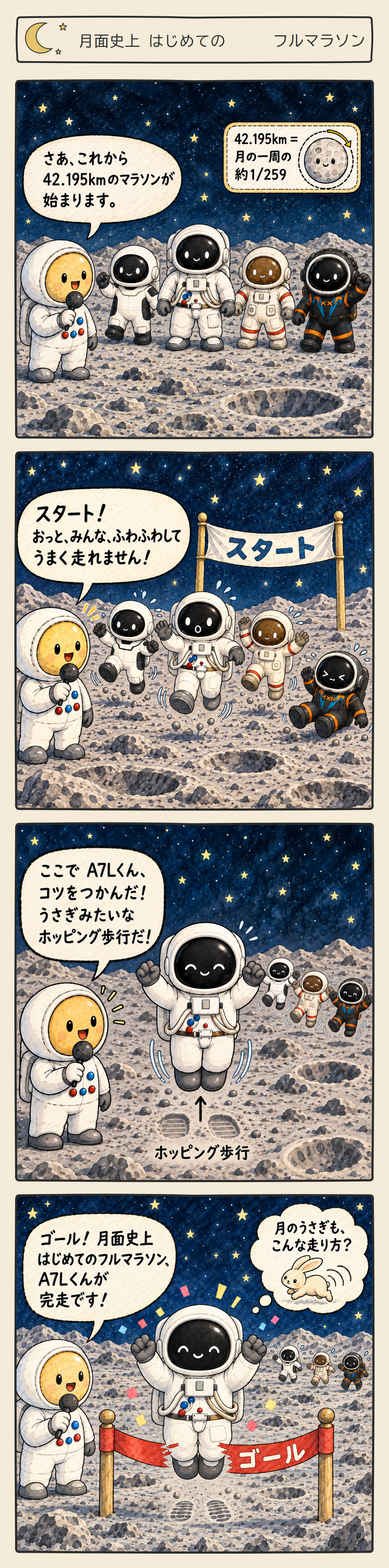 フルマラソンの4コマ漫画の導入
