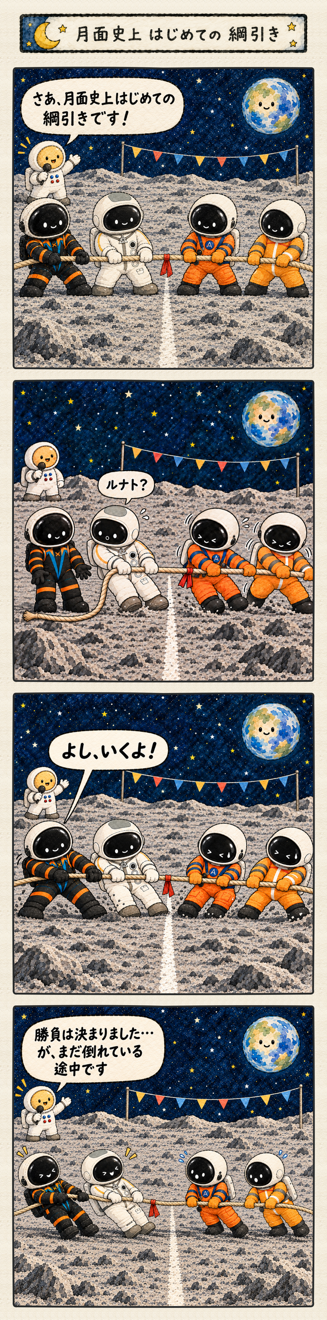 綱引きの4コマ漫画の導入